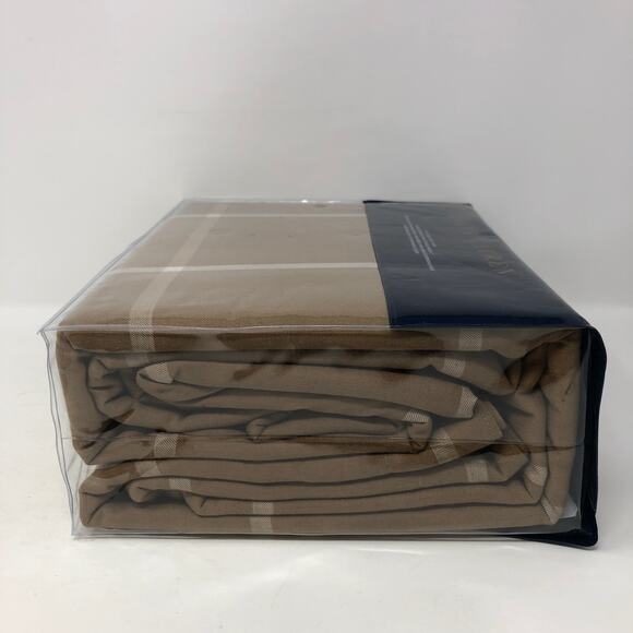 Ralph Lauren Full Queen Modern Equestrian Windowpane Duvet Cover Camel New - Picture 4 of 6